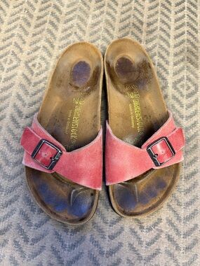 Birkenstocks Madrid Single Strap Pink Leather Sandal Size 39 or 9.5 Women